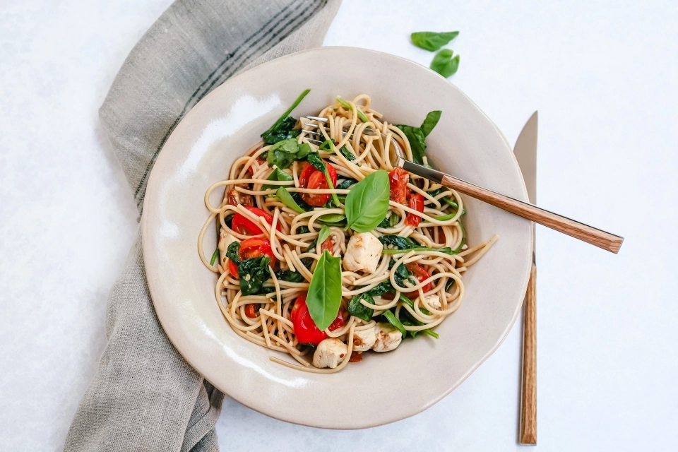 Chicken & spinach spaghetti