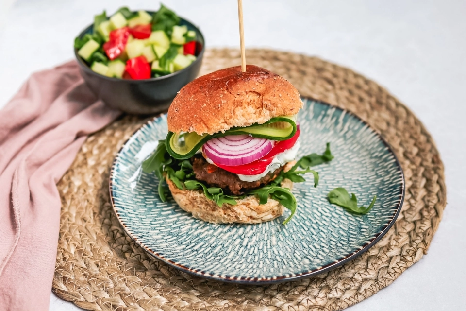 Greek burger & salad