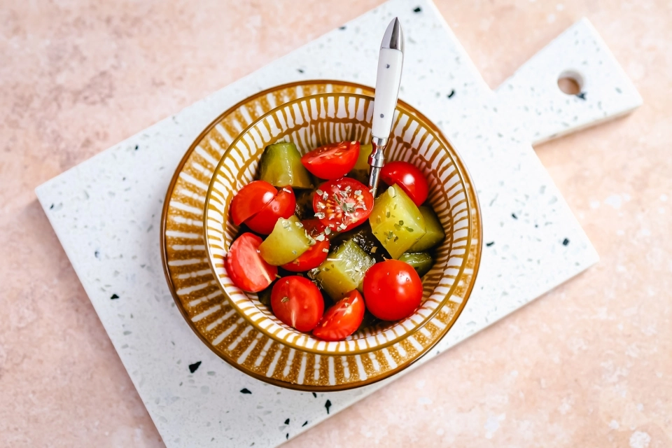 Pickles with cherry tomatoes 