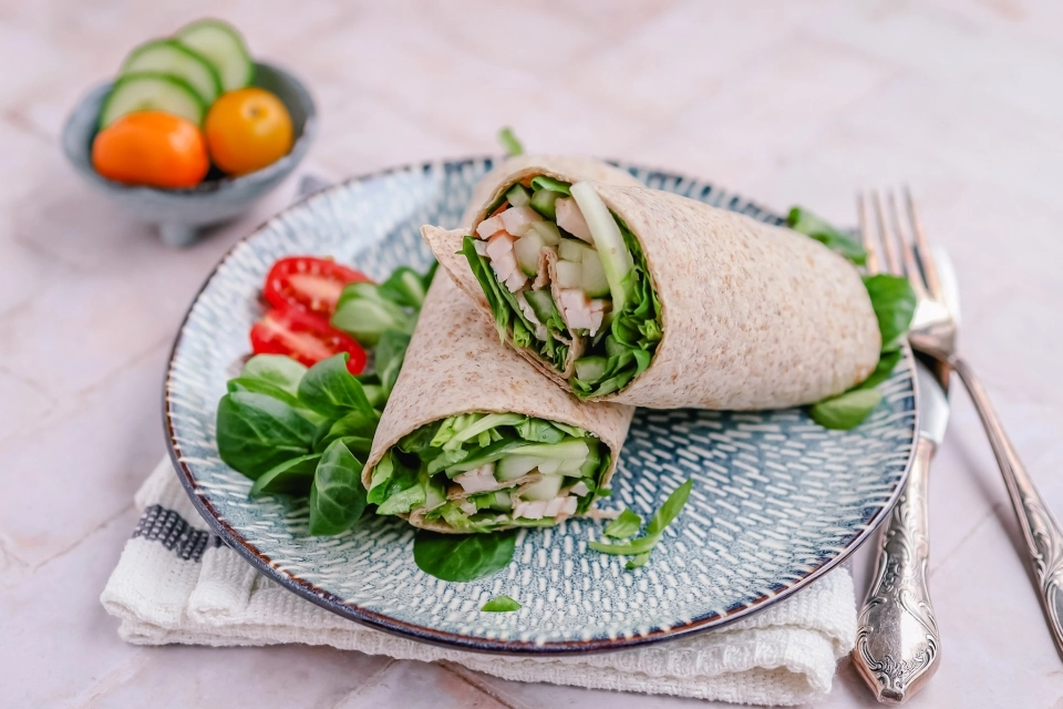 Turkey, cucumber & lettuce wrap