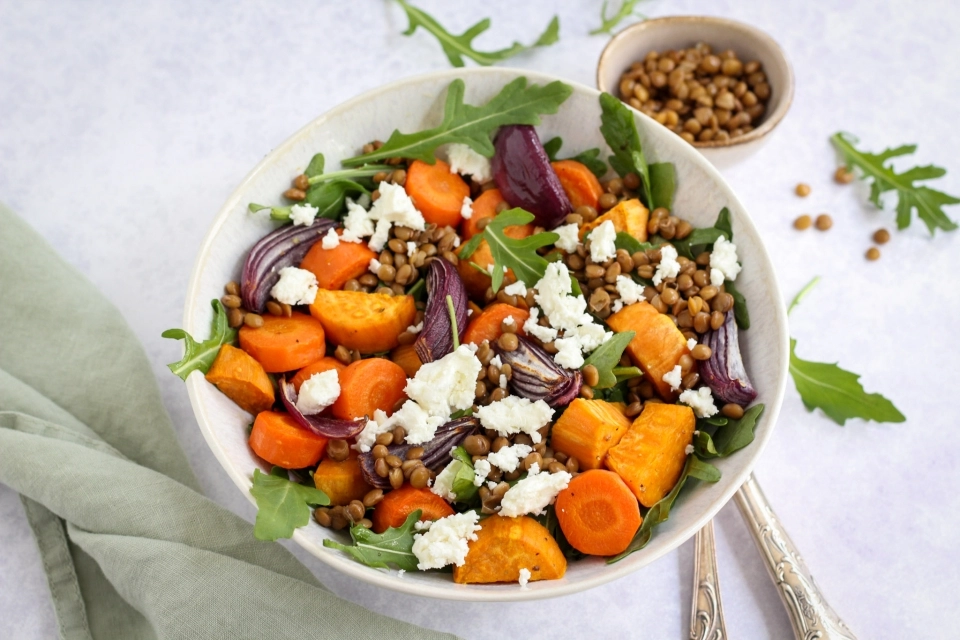 Sweet potato & lentil salad