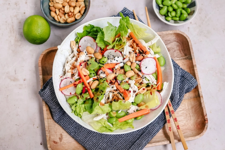 Chicken Salad with Edamame & Peanut Dressing