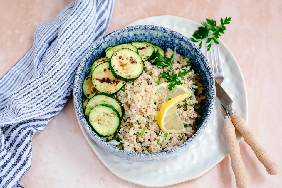Bulgur with Tuna & Grilled Zucchini